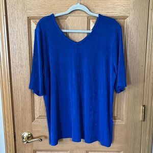 NWT Chico’s Travelers Blue Double V-neck Top XXL
